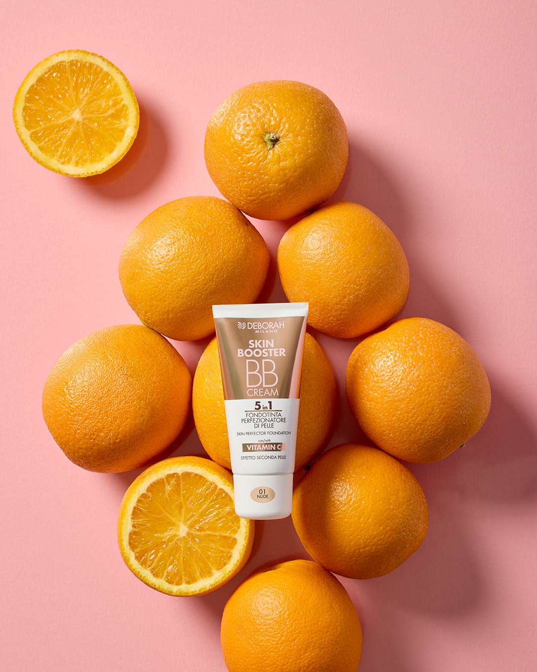 Deborah Milano BB Cream Skin Booster n° 04 Caramel, SPF 15 con vitamina C, crema facial tonificada para una segunda piel, 30 ml