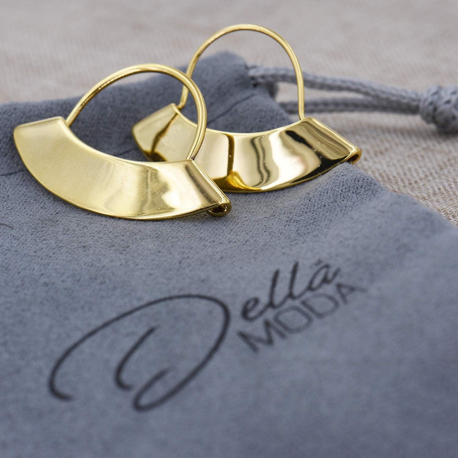 Half Moon Hoop Fan Earrings | 18k Gold Plated Hypoallergenic Brass - Image 8