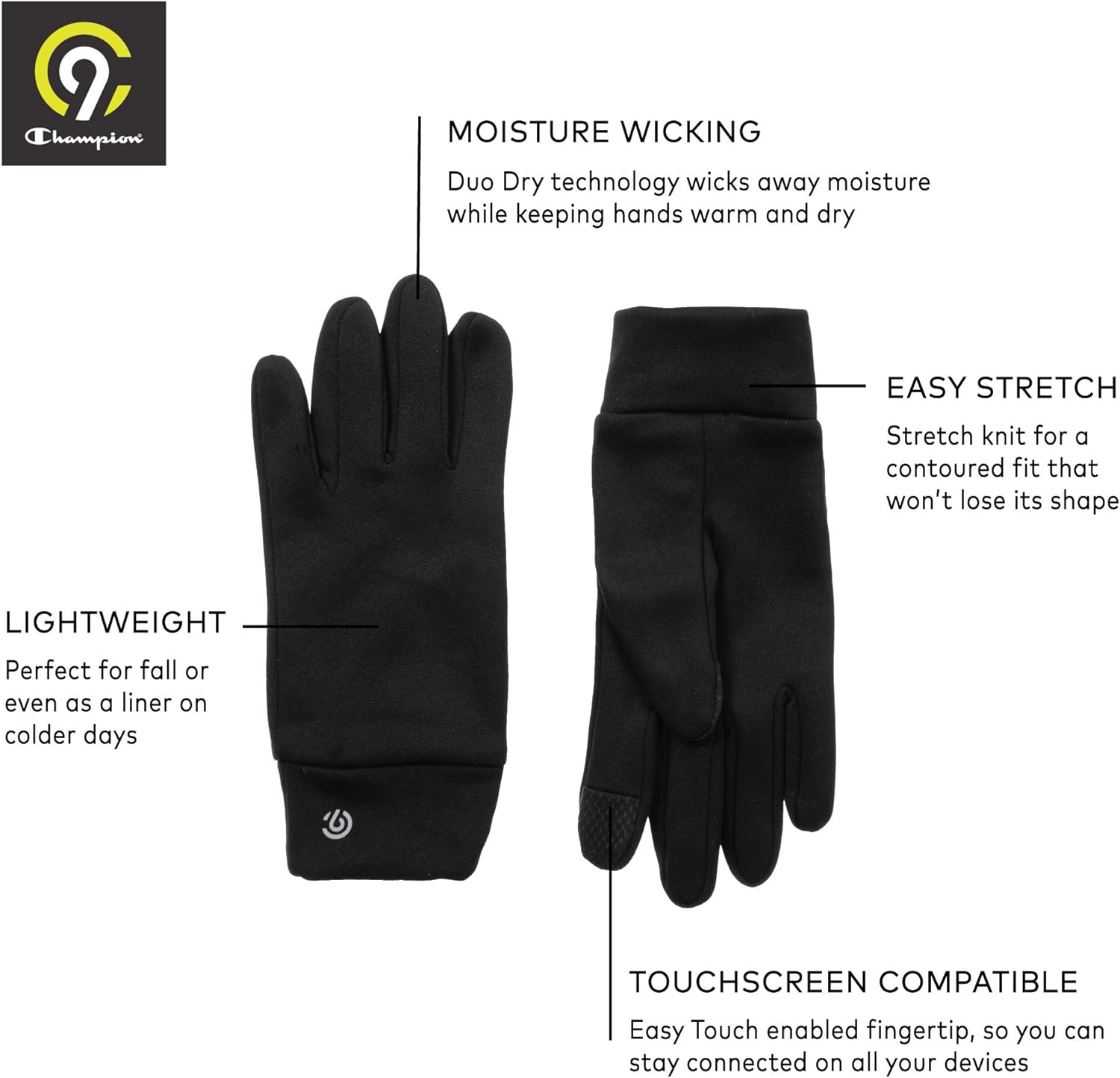 C9 Champion Kids' Machine Washable Lightweight Gloves, Touch Screen Friendly: Clothing, Shoes & Jewelry