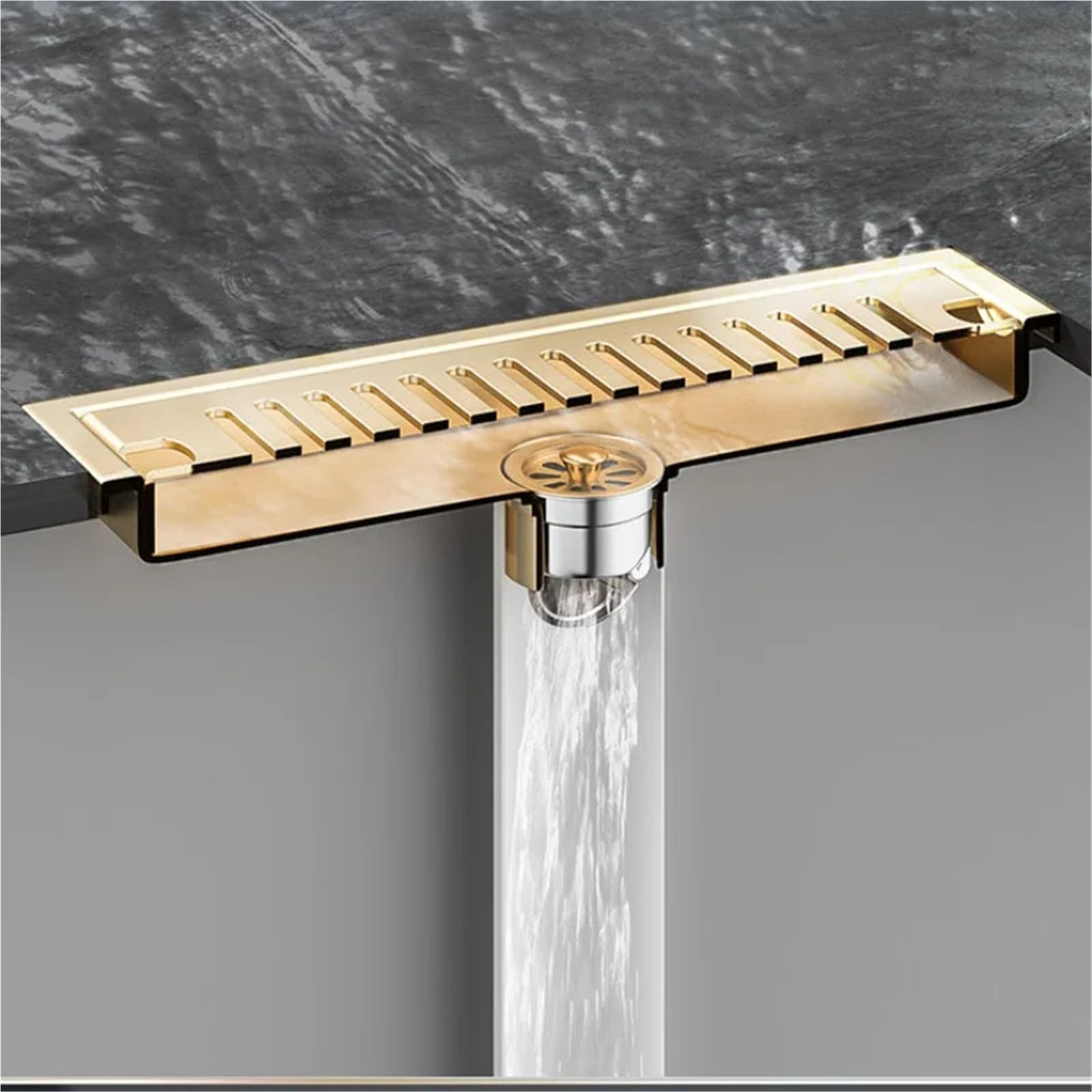 Desague Ducha Lineal Desagüe De Piso Largo Dorado Rectangular