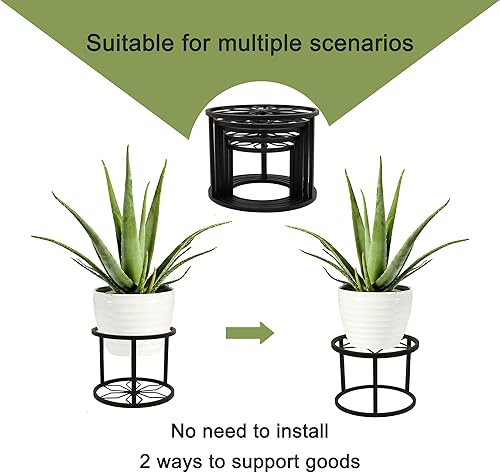 Miniatura 4 de TUSPEU Paquete de 5 soportes de metal para macetas de interiores y exteriores, para múltiples plantas, antioxidantes, resistentes, soportes redondos