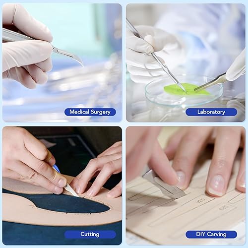 Miniatura 7 de JMU 100 cuchillas quirúrgicas estériles #12, cuchillas de bisturí desechables de acero inoxidable, envueltas individualmente en papel de aluminio