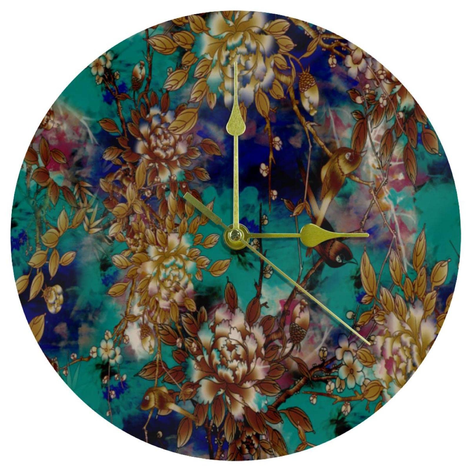 Horloge murale oiseaux en acrylique de 24 cm avec un mouvement silencieux à quartz