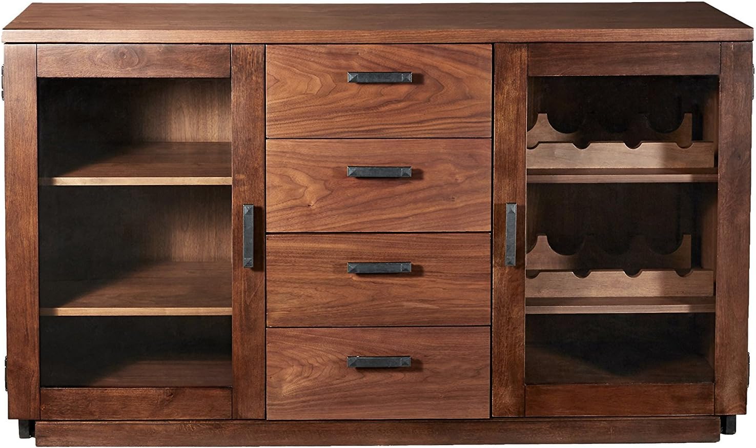 NauticalMart Wooden Storage Sideboard Cabinet Food & Wine Estate Collection Server, Dark Chocolate/Walnut