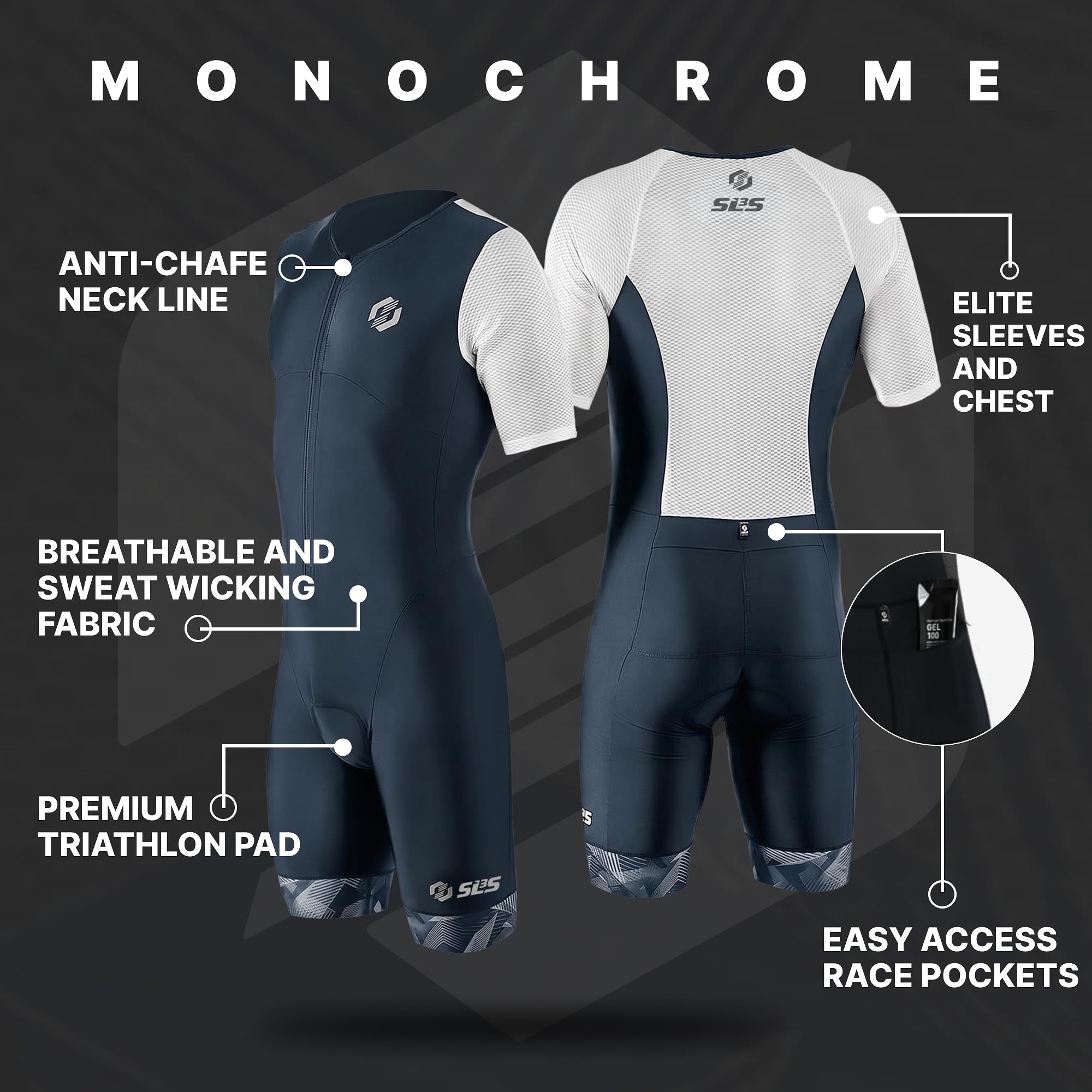 SLS3 Triathlon Anzug Herren - Trisuit Einteiler – Triathlonanzug - Triathlon Einteiler - Aerodynamischer Kurzarm Trisuit