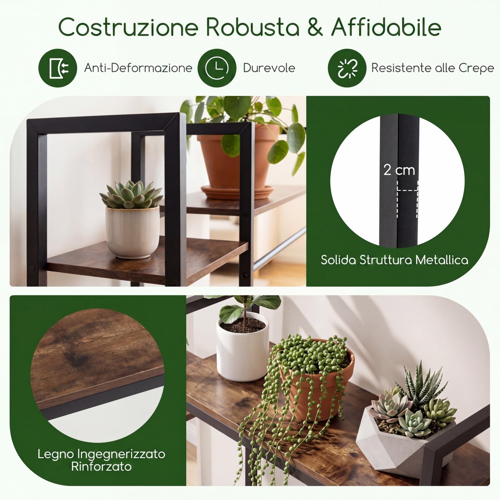 COSTWAY Scaffale Portapiante con Luci Regolabili, Scaffale Portavasi a 10 Ripiani con Telecomando e 4 Modalità d'Illuminazione, Portafiori da Interno ed Esterno in Legno e Metallo, Marrone