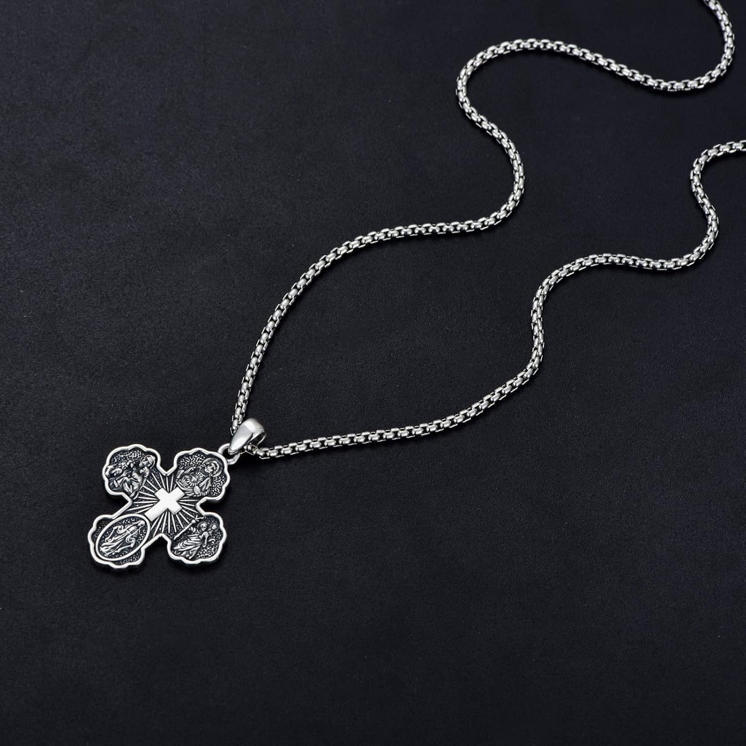 Cross Necklace for Men Women S925 Sterling Silver Celtic Knot Cross Pendant/Faith/4 Way Medal Necklaces Religion Jewelry for Birthday Anniversary Day Christmas - Image 3