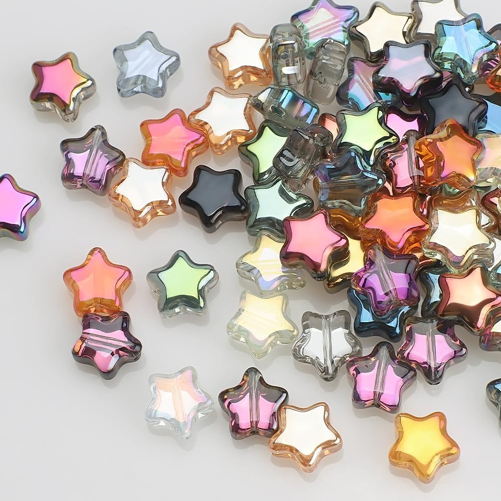 200Pcs Colorful Glass Star Beads Mixed Eletroplated Star Beads for Jewelry Bracelet Necklace Making, 8mm - Image 3
