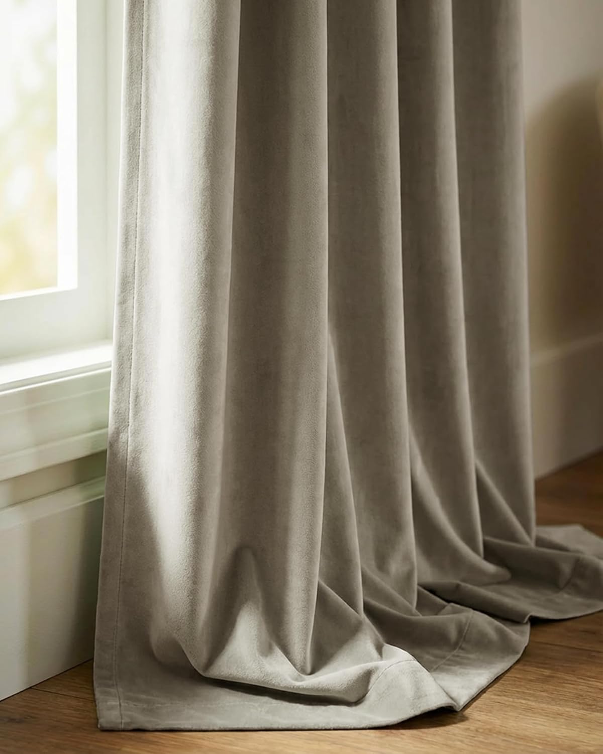 StangH Taupe Blackout Curtains for Bedroom, Thermal Insulated Room Darkening Drapes, Soundproof Window Treatments with Back Tab and Hook Belt for Living Spaces, 52x84 Inch, 2 Panels