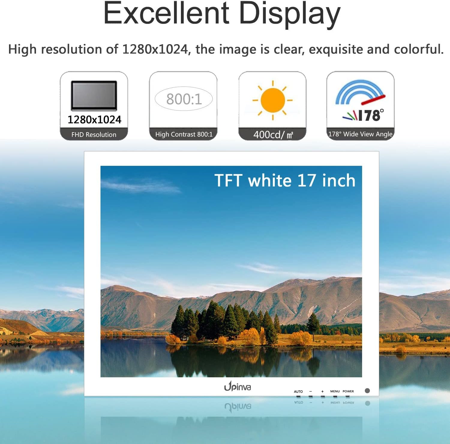 17inch White Monitor Display Security Camera Screen Multifunct... - view 5