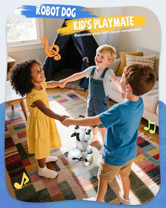 Robot Dog Toy for Kids, Programmable Remote Control Robot Puppy with Voice & Touch Sensors, Dancing & Singing, Animal Sound Imitation, Smart Stunt Robot Pet, Interactive Robotic Dog for Kids (Golden)