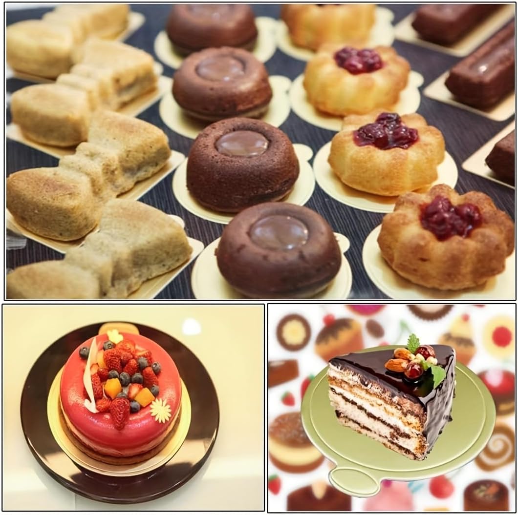 3.5in Mini Cake Boards,Cardboard Cake Ring Base, for Kitchen Baking Mousse Cake Dessert Display Plate(100pcs)