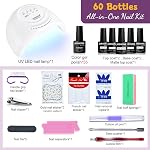 JODSONE 60 PCS Gel Nail Polish Kit avec U V Light Base et Matte Glossy Top Coat Nail Gel Polish Tressure de manucure Outils Accessoire Convient pour toutes les saisons