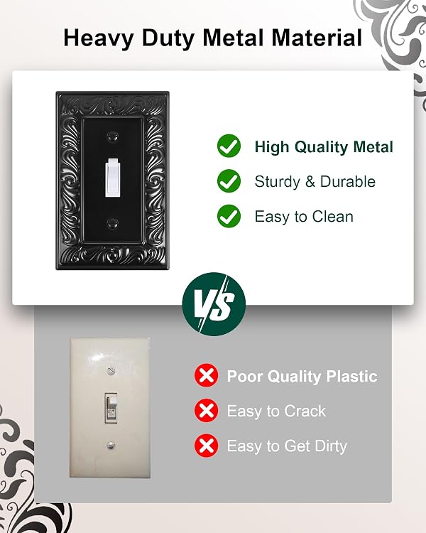 2-Pack Paisley Pattern Single Toggle Light Switch Cover Plate, Metal Plate by treewell - Used condition - Image 4