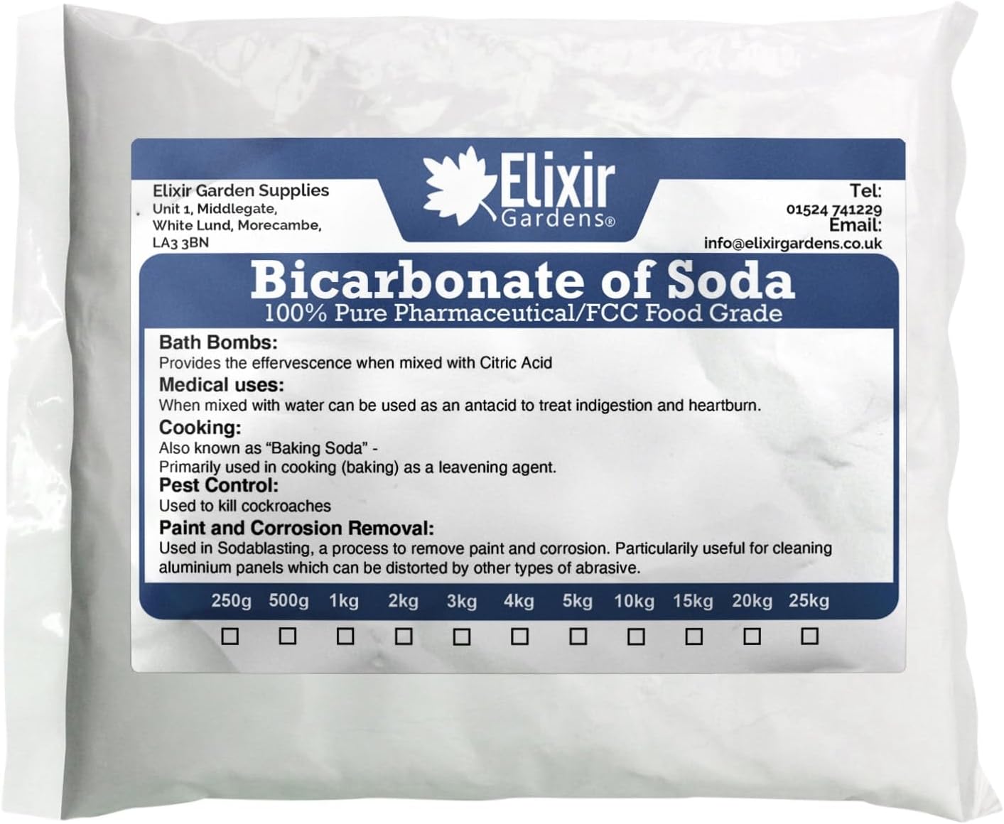 Elixir Sodium Bicarbonate - Food Grade - Bicarbonate of Soda - 5kg