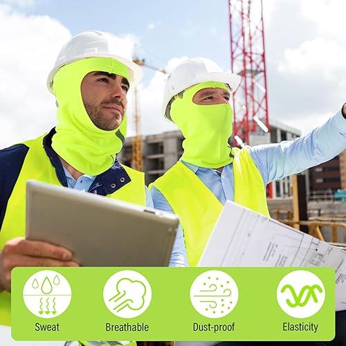 Miniatura 6 de Blulu Pasamontañas de verano, máscara de esquí de cara completa, 8 unidades, para hombres y mujeres, con tira reflectante (19.7-21.7 in, verde