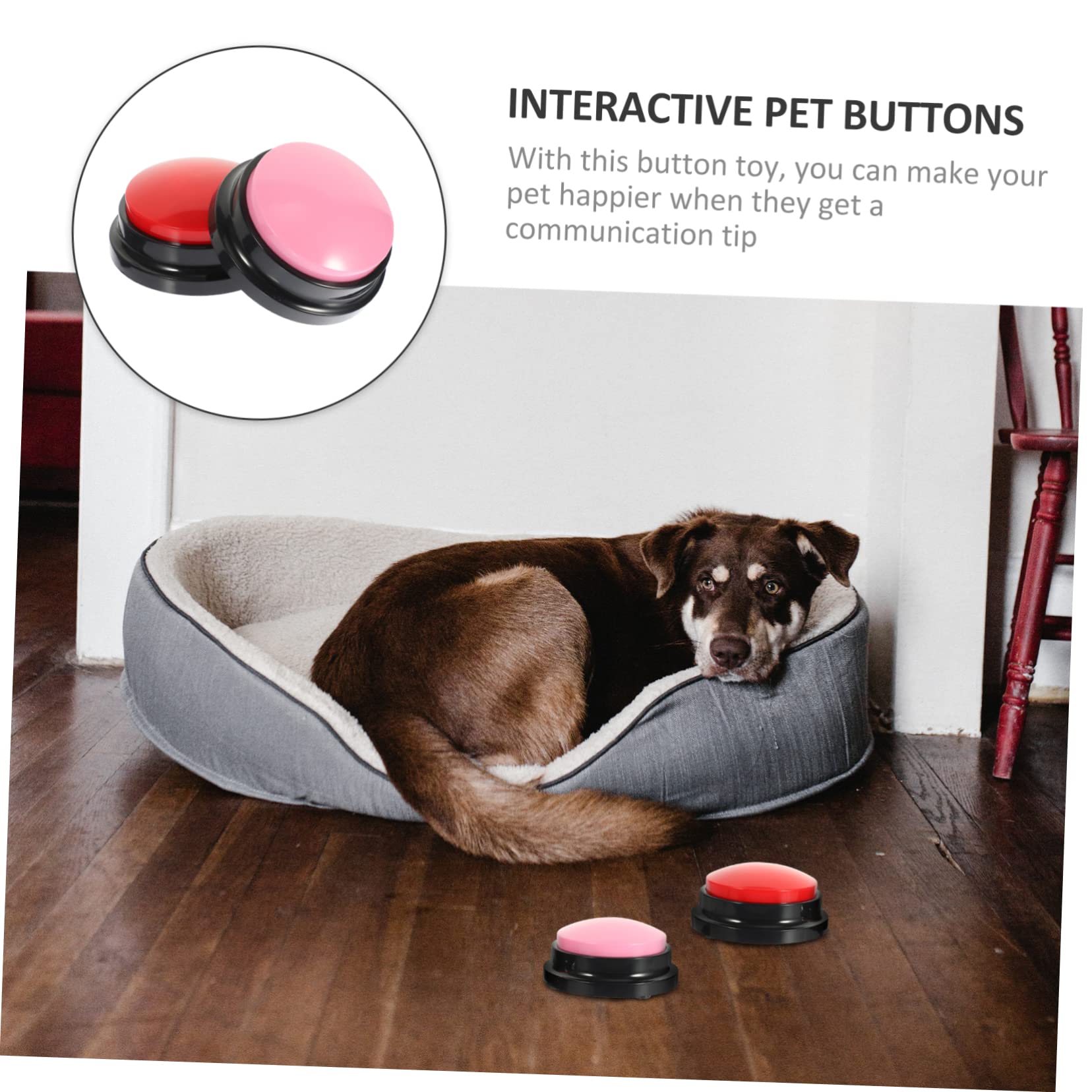 ORFOFE 2 Juegos De Botones De Comunicación para Mascotas con Función De Grabación Y Timbre para Perros Botones De Plástico para Entrenamiento De Mascotas (2 Unidades)