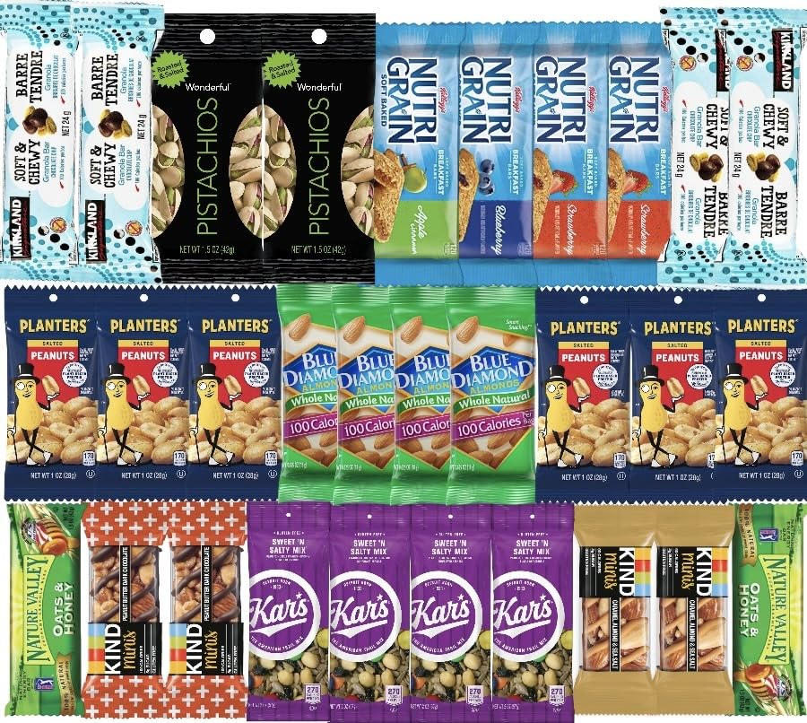 Miniatura 1 de Paquete de cuidado saludable definitivo (31 unidades)  Variedad de barras y frutos secos, paquete de caja de regalo  Blue Diamond, Kar's Trail Mix,