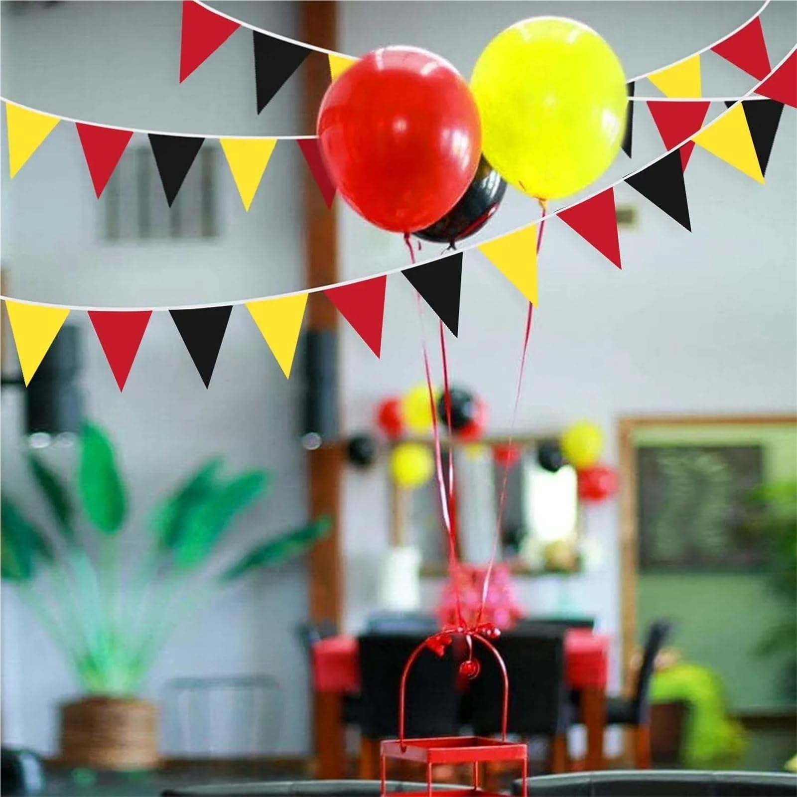 Banderines Decorativos 10m Red Yellow Black Bunting Flags 20x30cm Plastic Party Decor(3 PCS)