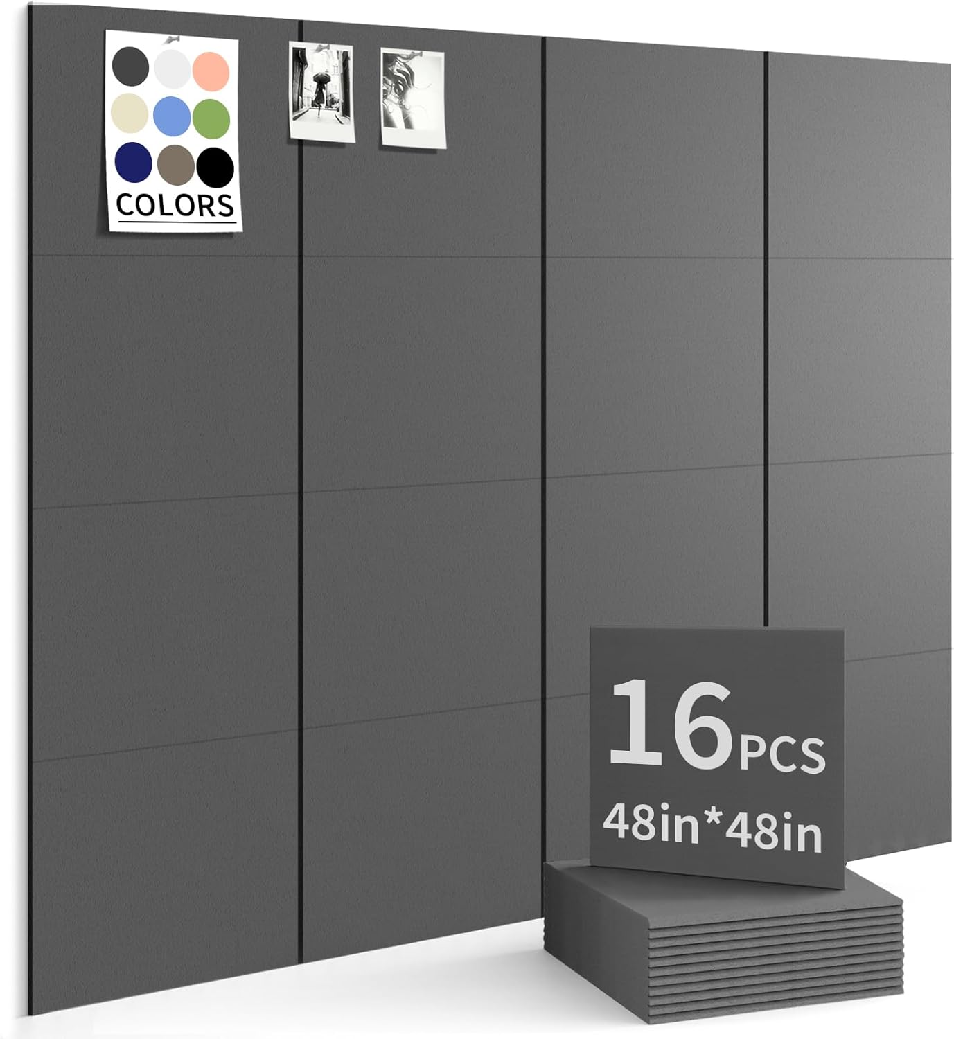 Large Bulletin Board 48"x 48" Cork Boards for Walls, 12 Pack Felt Wall Panels Photo Board, Cork Board for Office Home Pin Board