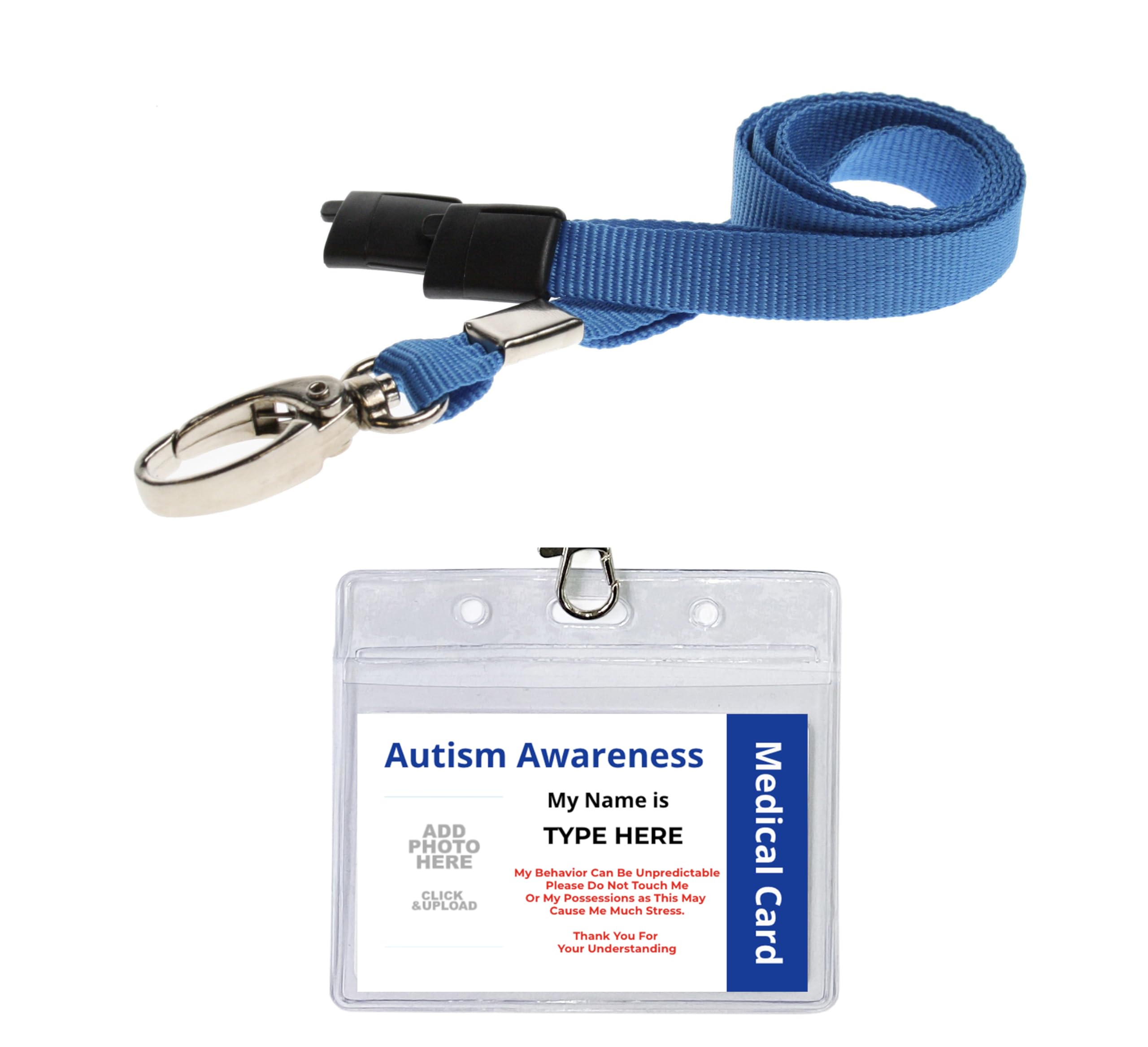 Hidden Disabilities For ADHD And Autism Hidden Disability Lanyard From Quantum Leap Awareness Badge Card With Blue Holder And Blue Lanyard