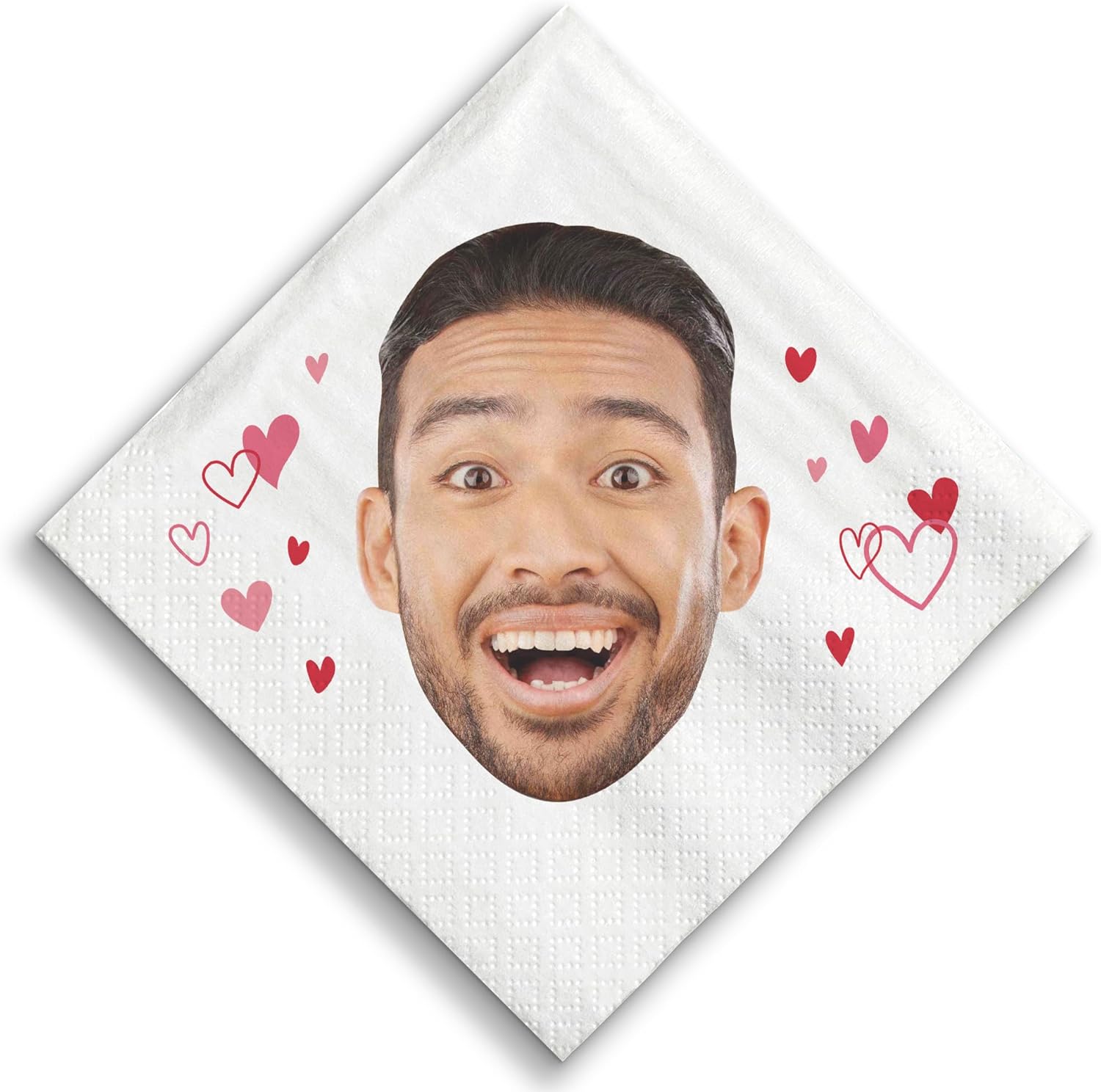 Big Dot of Happiness Custom Photo Pink and Red Hearts Party Napkins, Personalized Bachelorette or Birthday Decor, White 3-Ply Paper Beverage Napkins - 50 Count