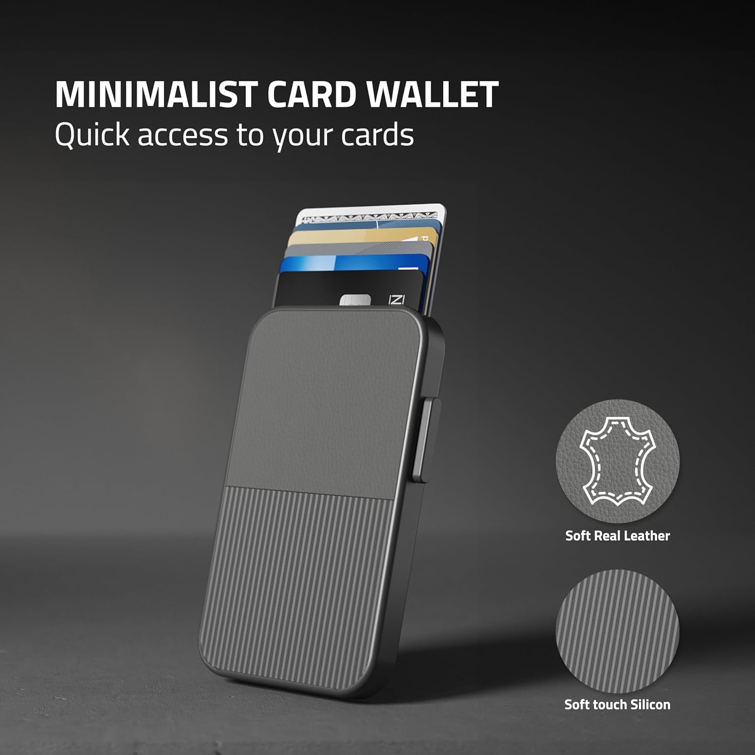 Fidelo Slim Wallet for Men – RFID Blocking Minimalist Credit Card Holder with Sliding Pop-Up Design - Push Button Men's Wallets - Front Pocket Wallet thumbnail