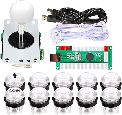 EG STARTS Classic Arcade Games Cabinet Kit USB Encoder to PC Joystick handle + 5V Led Lights Push Buttons Compatible Arcade PC Game DIY Project &