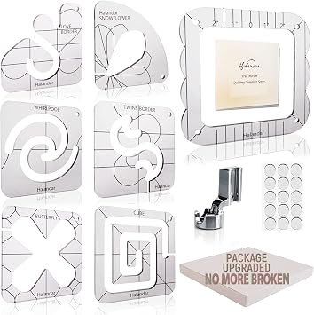 6P Free Motion Quilting Templates with Frame/Foot/Stickers/Guide