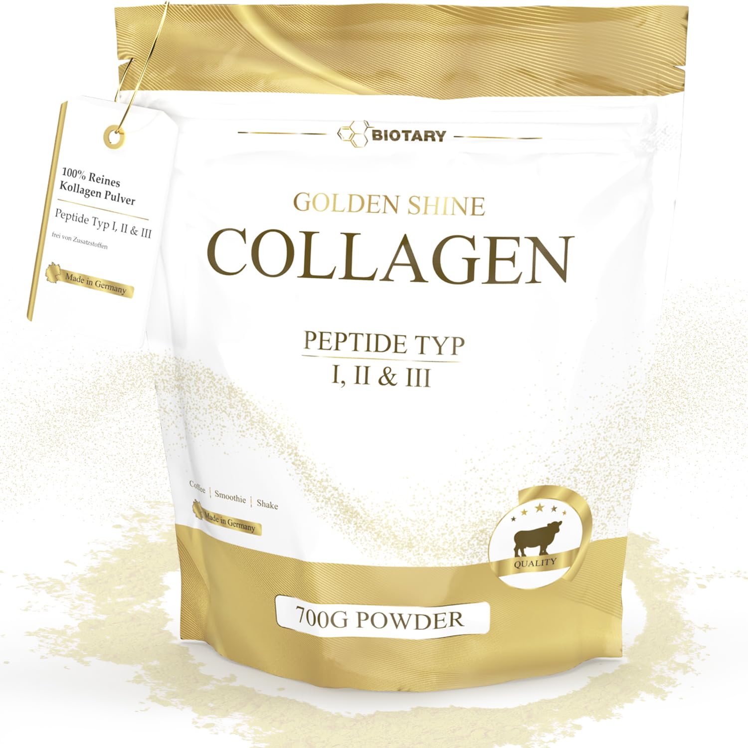 Collagen Powder 700g | 100% rent kollagenhydrolysat | Peptide 1 – 2 – 3 | Utmärkt löslighet | 100% ren & original | Utan tillsatser | Neutral smak