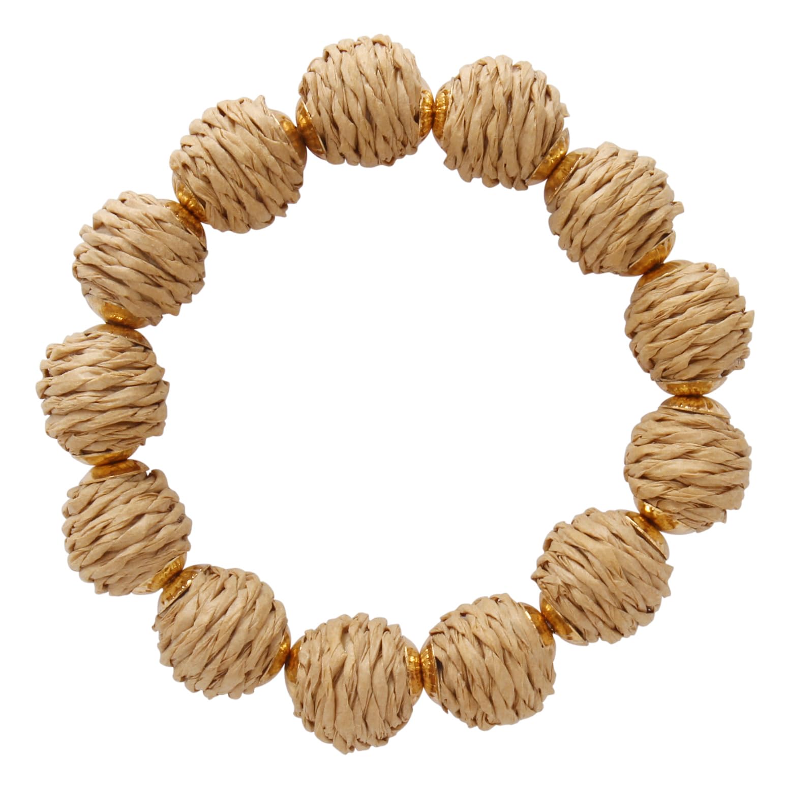 CoirisRattan Ball Bracelet Adjustable Handmade Raffia Bracelets Woven Stretch Bracelet for Women