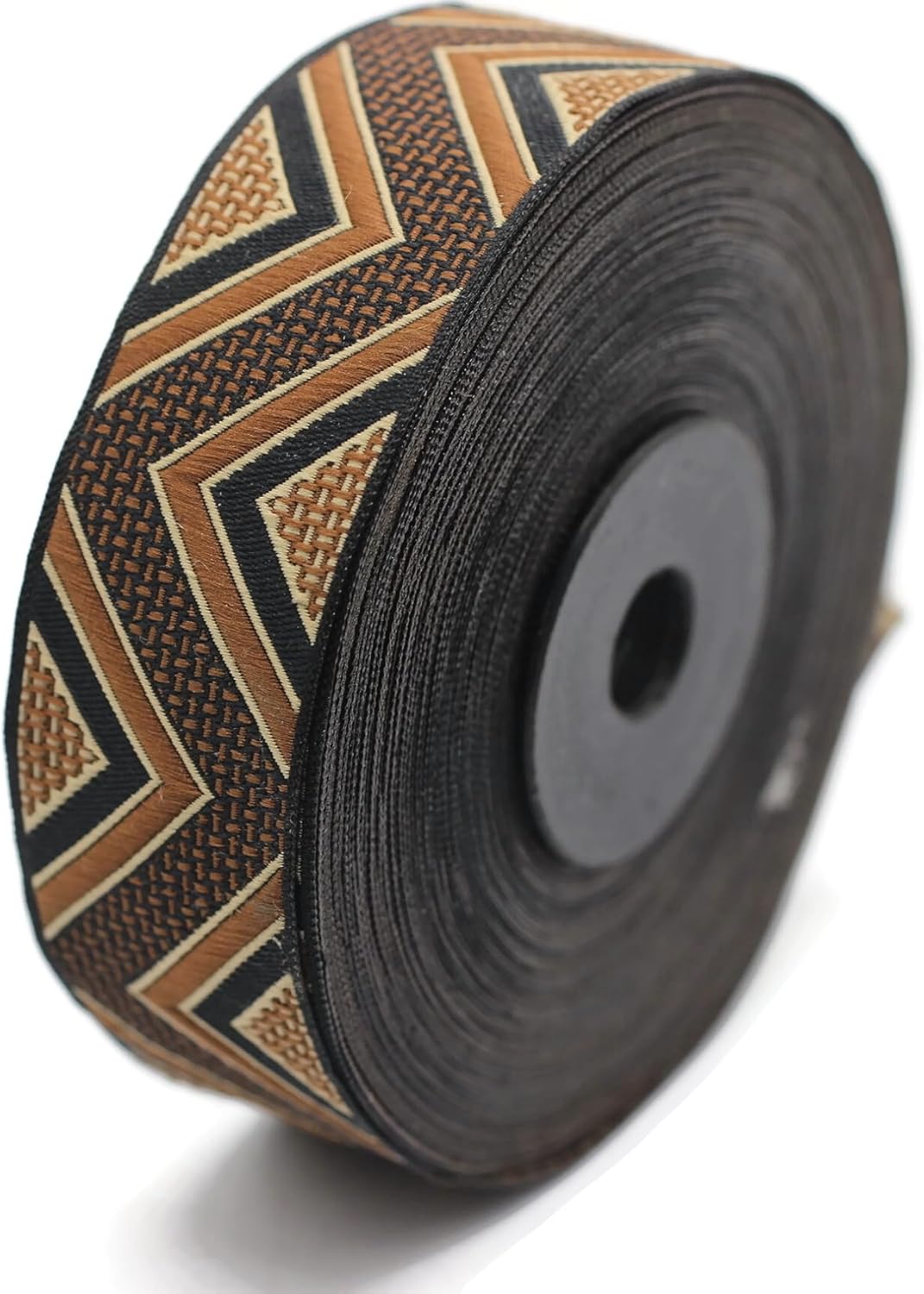 11 Yard Spool 0.98" Brown and Black Chevron Jacquard Ribbon Woven Trim Embroidery Tape for Home Decor Clothing and Costume Design 25706