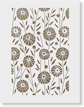 Posies Garden Pattern Wall Stencil - Add A Designer Touch to Your Home - Garden Stencil, Wall Stencil Ideas, Stencil for Walls, Large Wall Stencils