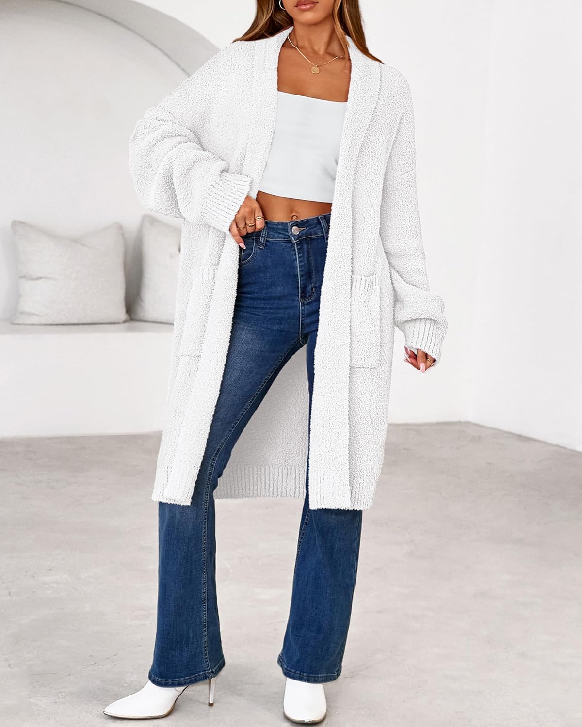 Long Cardigans for Women Trendy Fall 2025 Open Front Long Sleeve Oversized Sweaters Casual Knit Winter Coats - image 2