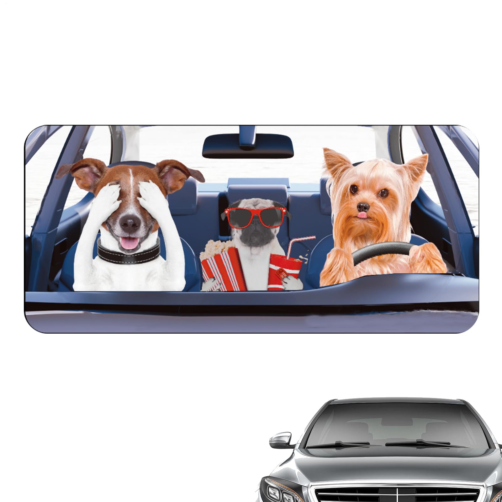 Parasol para coche de perro protector de parabrisas con ventosas para calor 8
