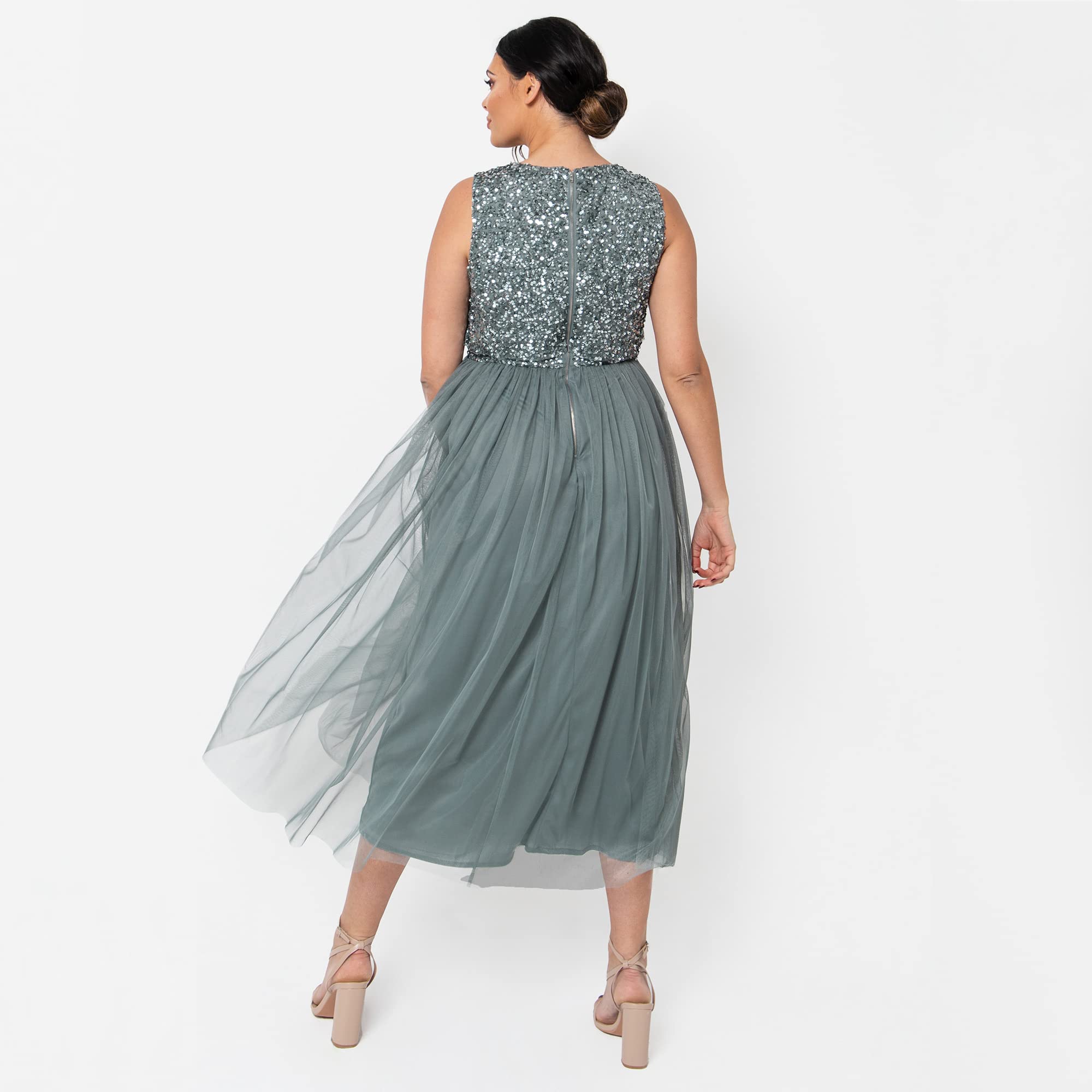Maya Deluxe Maya Mi-Longue Ornée Robe de Demoiselle d'honneur Femme