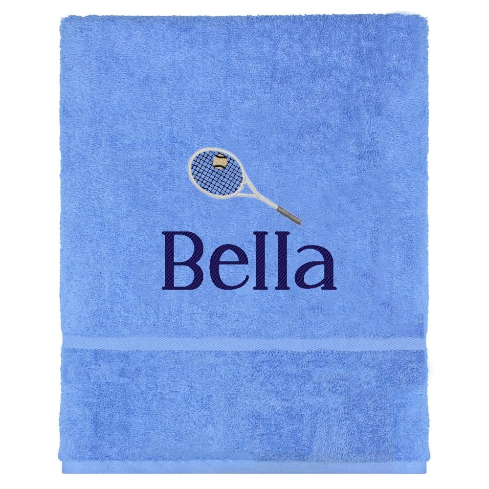 Teddyt's Light Blue Personalised Tennis Embroidered Design Hand Towel (Light Blue)