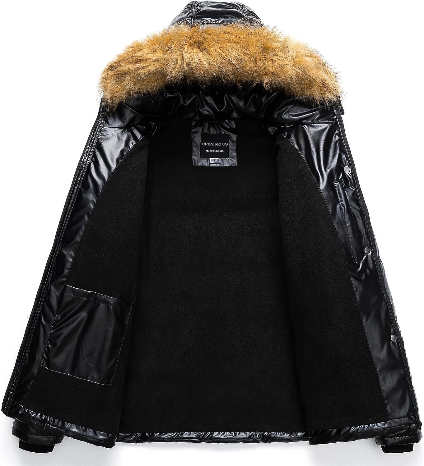 CREATMO US Women's Plus Size Puffer Jacket Waterproof Winter Coats Fleece Lined Detachable Fur Hood Available in 1X To 5X