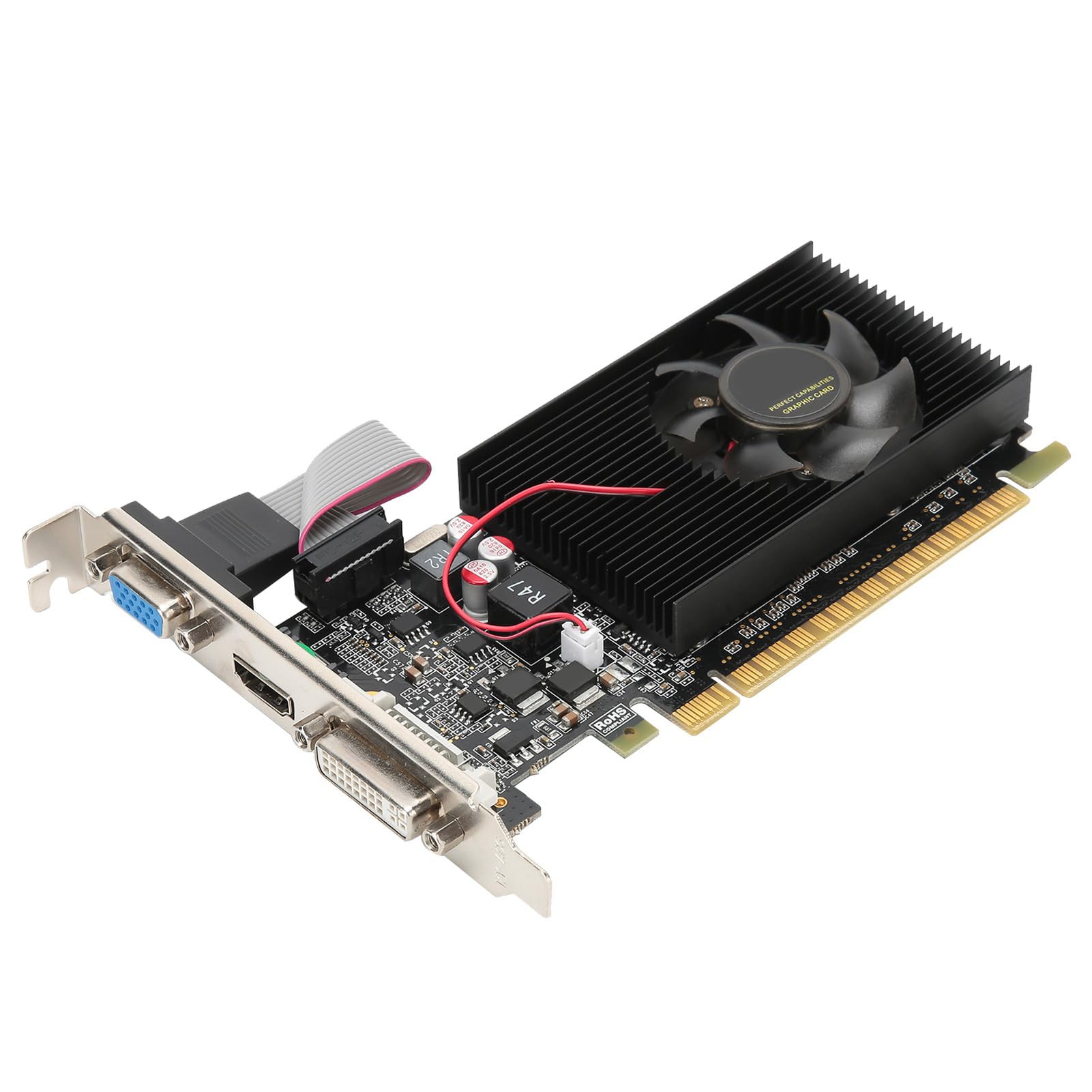 VBESTLIFE Tarjeta Gráfica para Juegos GT730 de 2GB con un DVI HDMI VGA, 64 bits, DDR3, 810MHz, PCI Express 2.0, Tarjeta de Video de bajo Ruido para PC de Escritorio