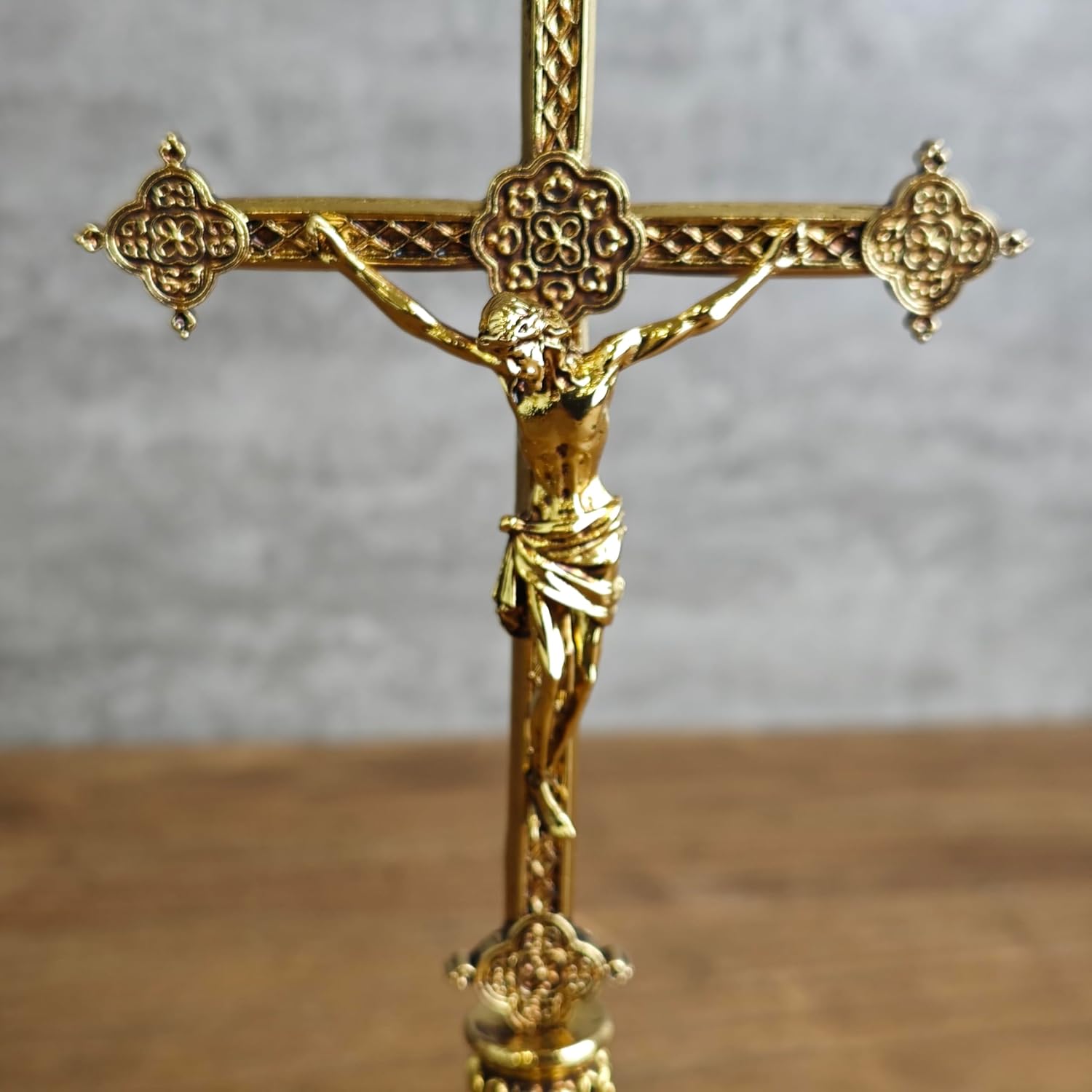 BC Catholic Metal Standing Crucifix, Jesus Christ Cross for Altar, Catholic Wedding Gifts, Devout Home Décor, 7.8" H Zinc Alloy with Gold Plating from Buildclassic - Image 2