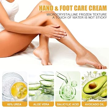 60% Urea Cream for Feet Maximum Strength 2% Salicylic Acid Foot Hands Cream for Dry Cracked Feet Knees Moisturizer Hydrates &Nourish Foot Care for Softens Exfoliates 1.41oz