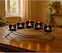 Vista 15 de Seraphic - Porta velas arqueado de hierro para centro de mesa