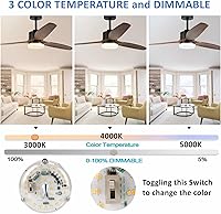 Vista 5 de SATZOL Ventilador de techo LED de 4" y 18W con cambio de color, kit de luz LED para ventilador de techo seleccionable 3000K/4000K/5000K, kit