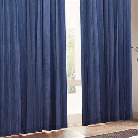 Amazon カーテンくれない デニムカーテン Deniマニア 西海岸風インテリア 全て岡山県児島デニム生地使用 6色 140サイズ 雑誌 オーシャンズ15年3月号 掲載商品 オーダーカーテン サイズ 幅100 丈100cm 2枚 色 インディゴ ブルー Aフック カーテン