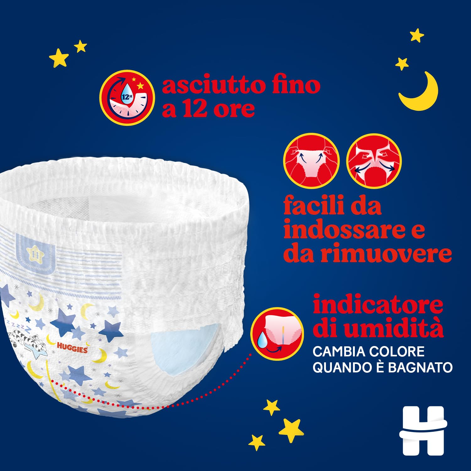 Huggies Overnight Pannolini Notte Taglia 5 (12-17 Kg) Confezione da 24 Mutandine Disney