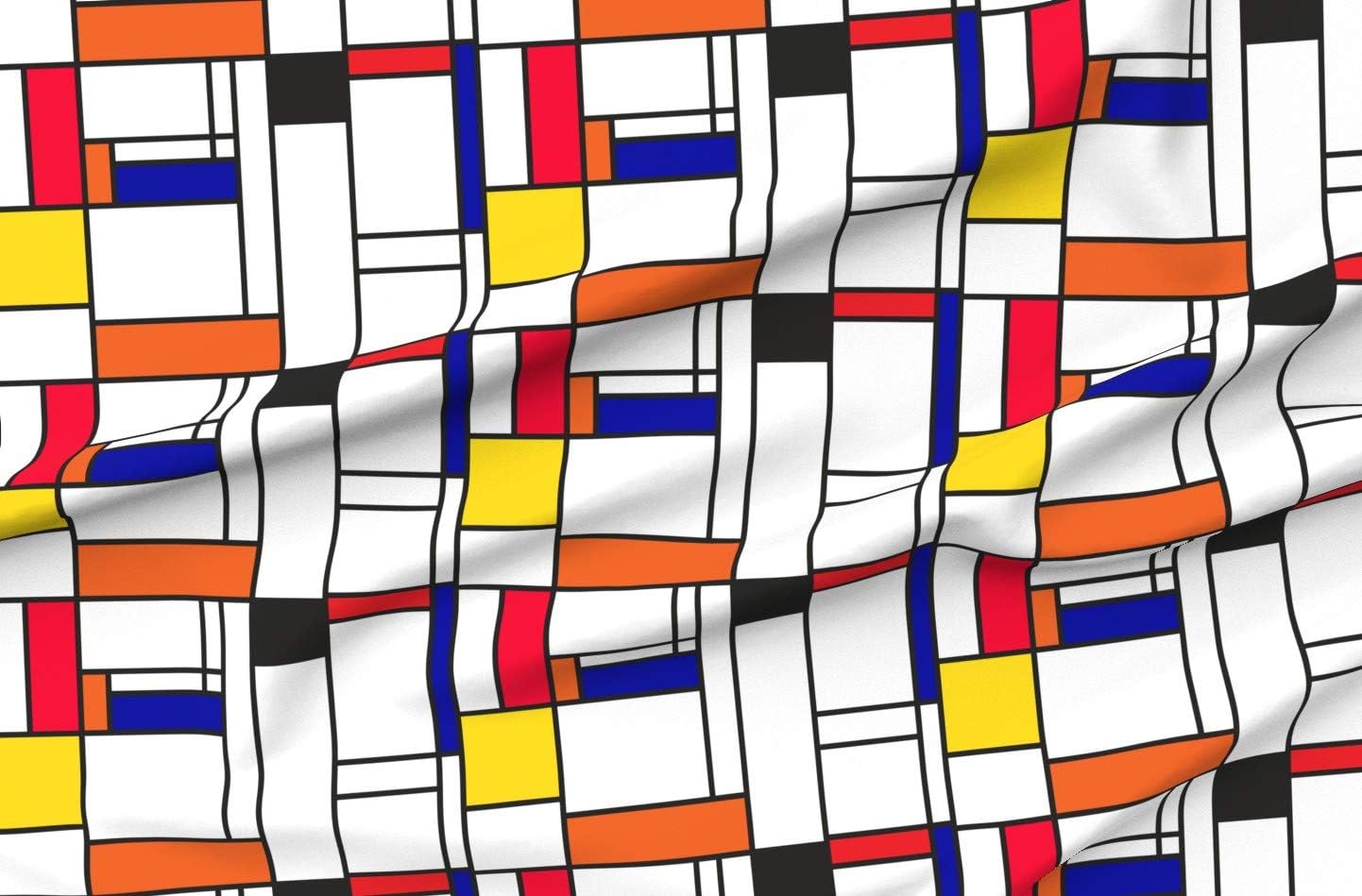 Spoonflower Fabric - Retro Mod Color Blocking Line Pattern Geometric Graphic Contemporary Printed on Petal Signature Cotton Fabric Fat Quarter - Sewing Quilting Apparel Crafts Decor