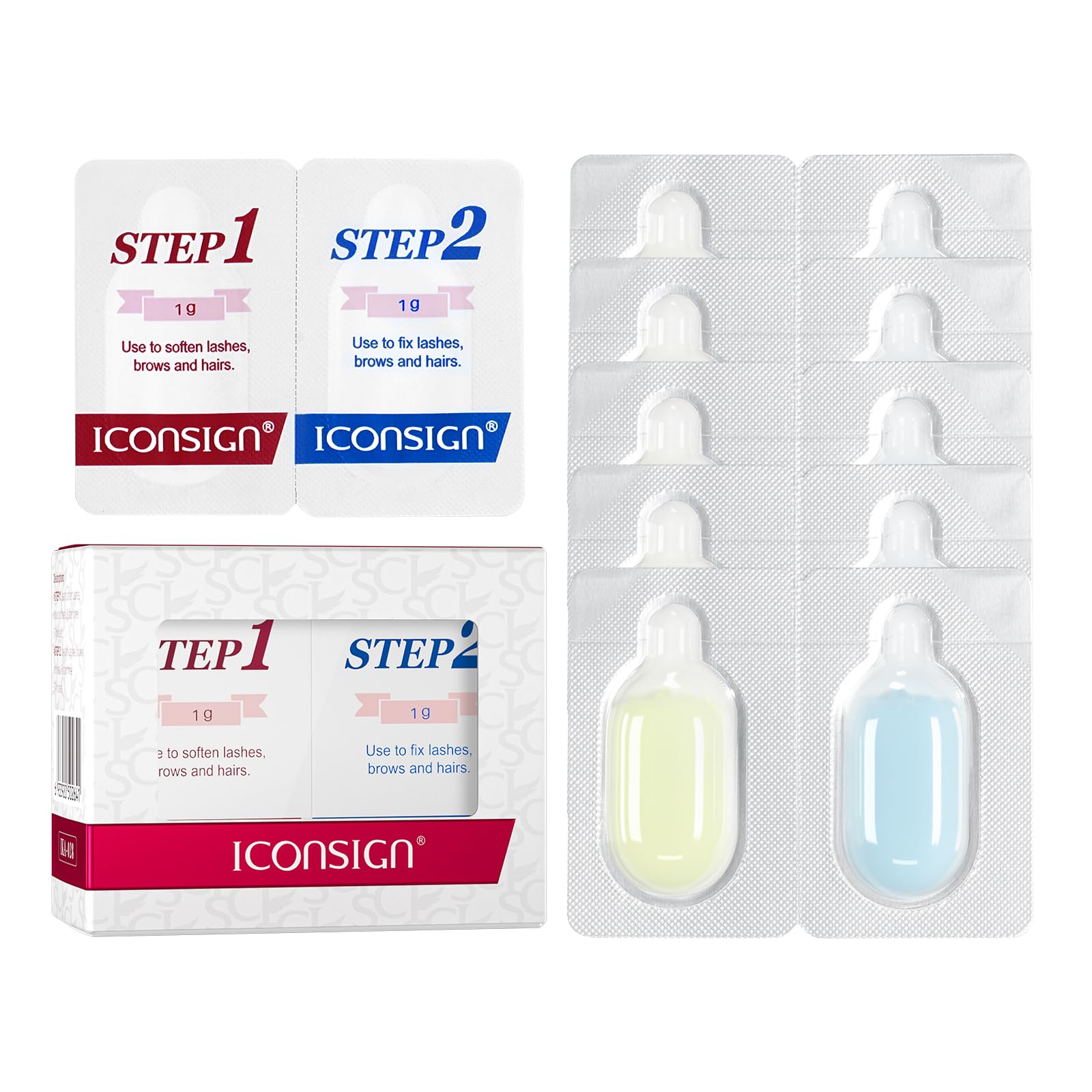 ICONSIGN Lash Lift Kit, 2 en 1 Kit de Laminación de Pestañas, Kit Profesional de Laminación de Pestañas para Levantamiento Natural de Pestañas y Realce de Cejas (Cantidad: 2×5 Paquetes)