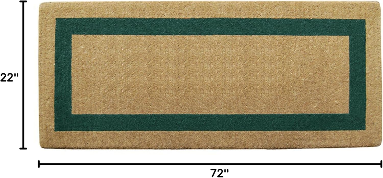 Coir Doormat Thick 2” Coco Coir Luxury Outdoor Door Mat with Single Picture Frame Border in Multiple Sizes and Colors –Front Door Outdoor Mat (Green, 24" x 57")