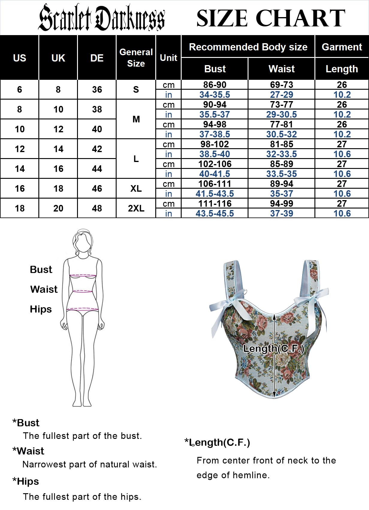 SCARLET DARKNESS Damen Renaissance Korsett Square V-Neck Lace-up Corsage Blumendruck Corset