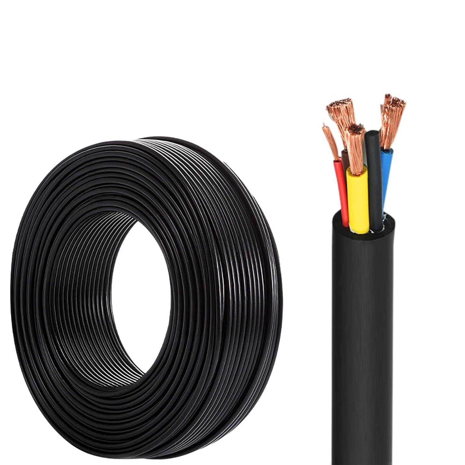 100FT EV Charging Cable Flexible TPE Jacket –40℃ to +125℃ High Temperature Resistant 450/750V Flame-Retardant Durable Electric Vehicle Power with Insulation Tape(100ft,3 * 2.5+2 * 0.75)